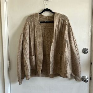 Wool-blend Confetti Speckle Cable-knit Cardigan